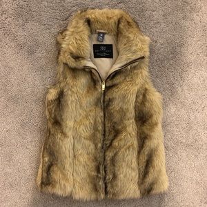 Zara Girls Brown Faux Fur Vest